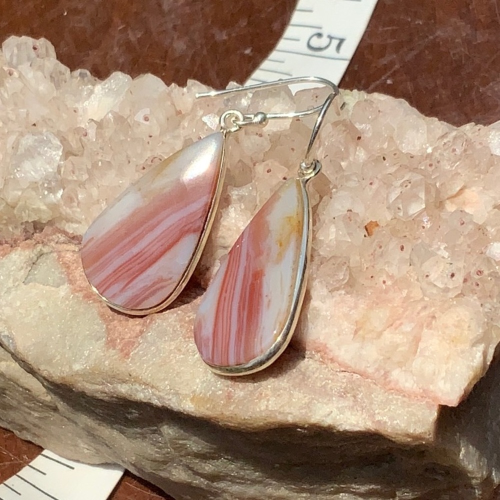 NATURAL IMPERIAL DEDISE JASPER 925 STERLING SILVER EARRINGS - Picture 3 of 5